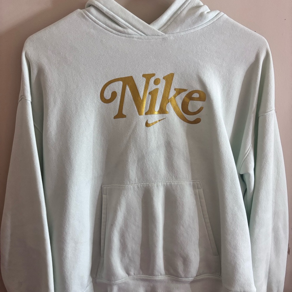 Nike Hoodie in White with Gold Accents